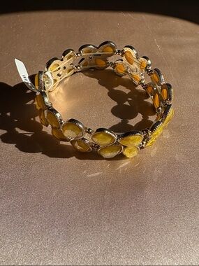 Yellow Floral Stone Stretch Bracelet - Women Jewelry